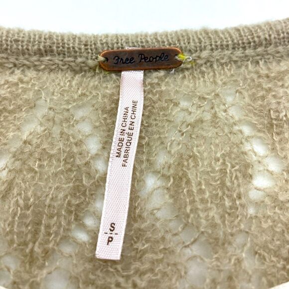 Free People Taupe Say Hello Oversize Women’s Sweater S - Picture 6 of 9